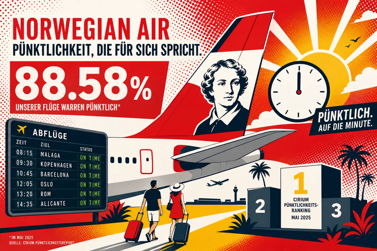 Norwegian ist Europas pünktlichste Airline im Mai 2026