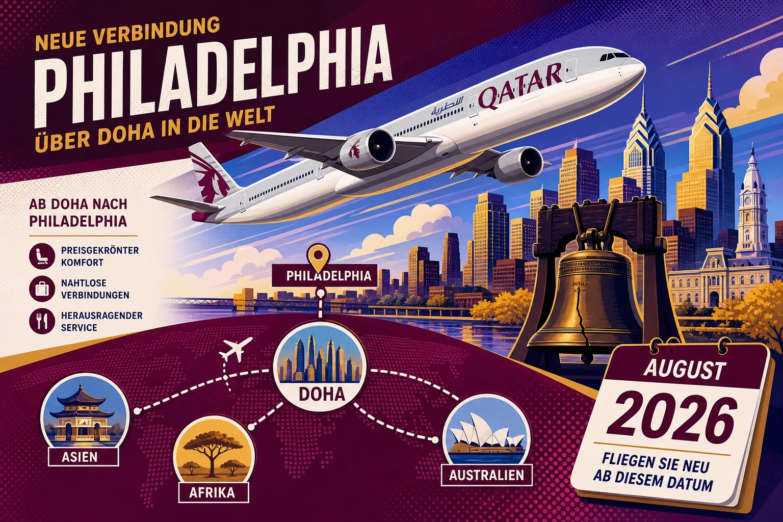 Qatar Airways kehrt nach Philadelphia zurück