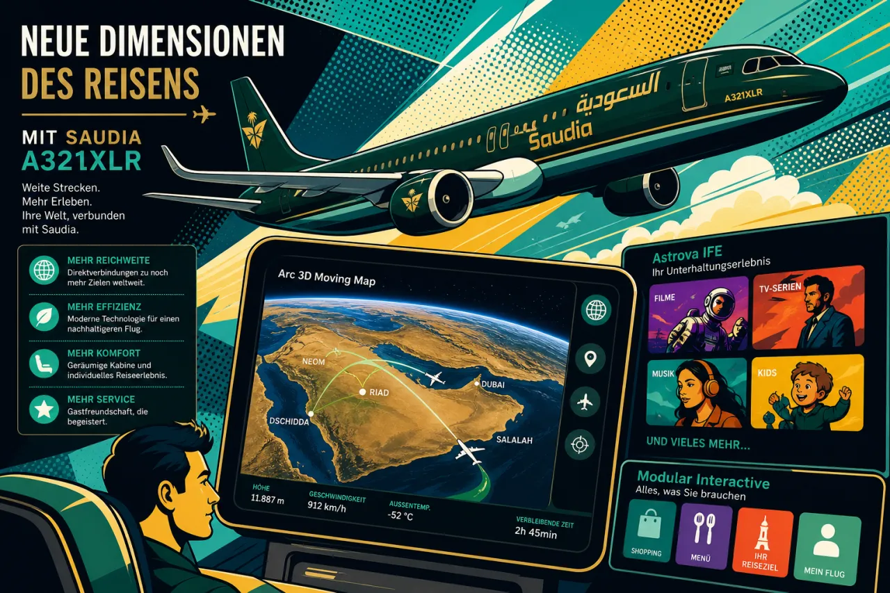 Saudia startet Panasonic Astrova im A321XLR