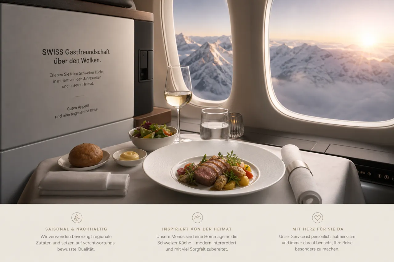 SWISS Langstreckenflug mit Sommermenü aus Nidwalden an Bord