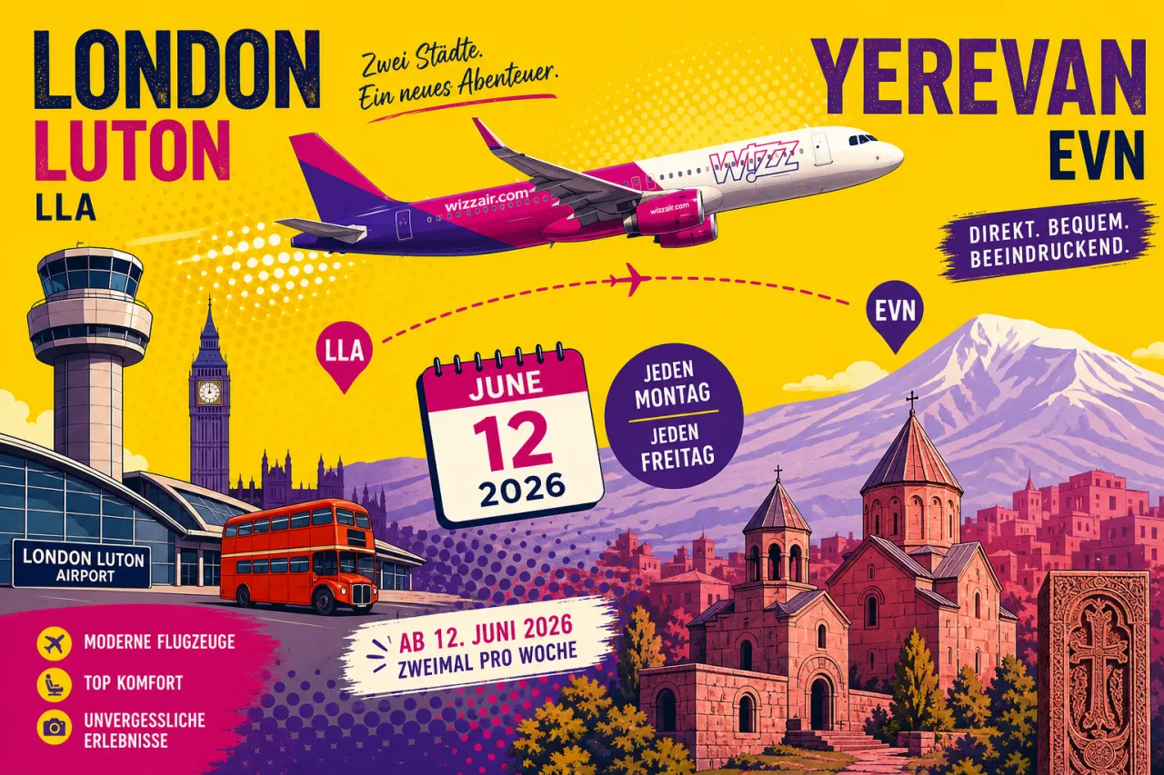 Wizz Air fliegt ab Juni 2026 direkt von London nach Jerewan