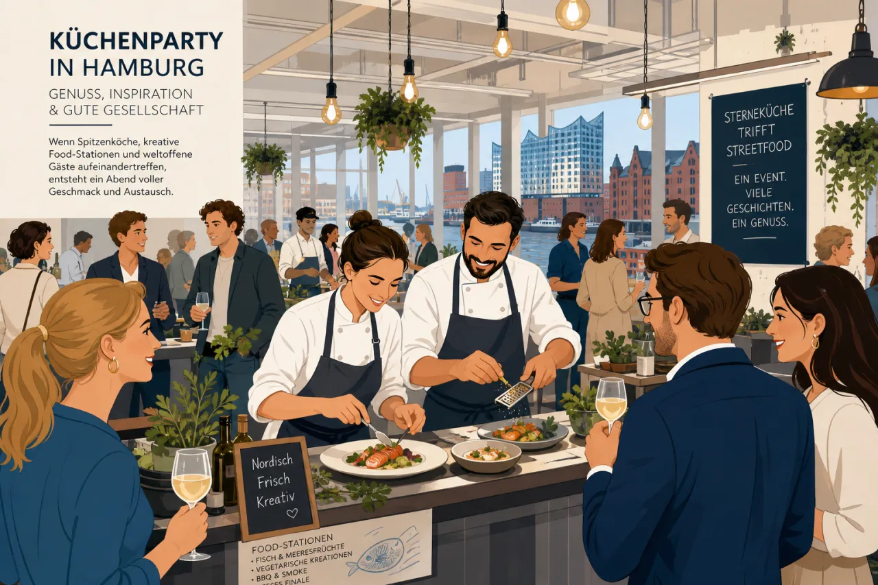 Küchenparty in Hamburg mit Sterneköchen und Food-Stationen im TABLE DOT