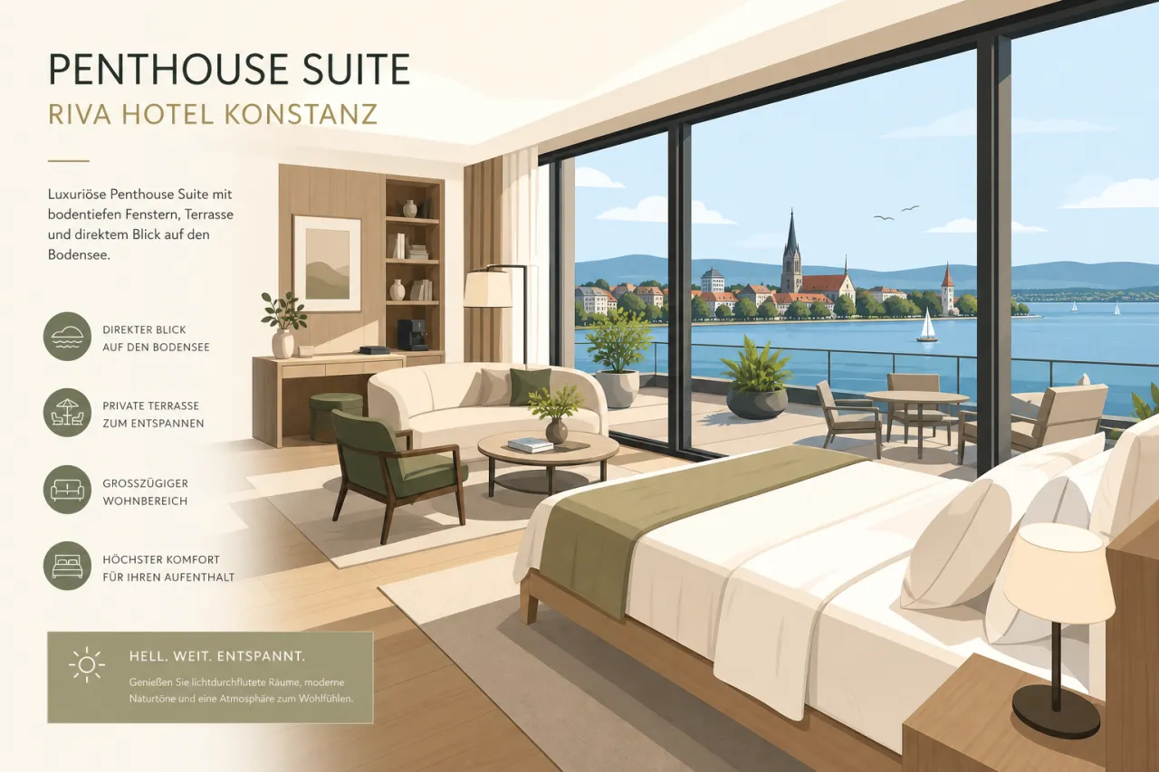 Penthouse Suite im RIVA Konstanz mit Terrasse und Blick auf den Bodensee