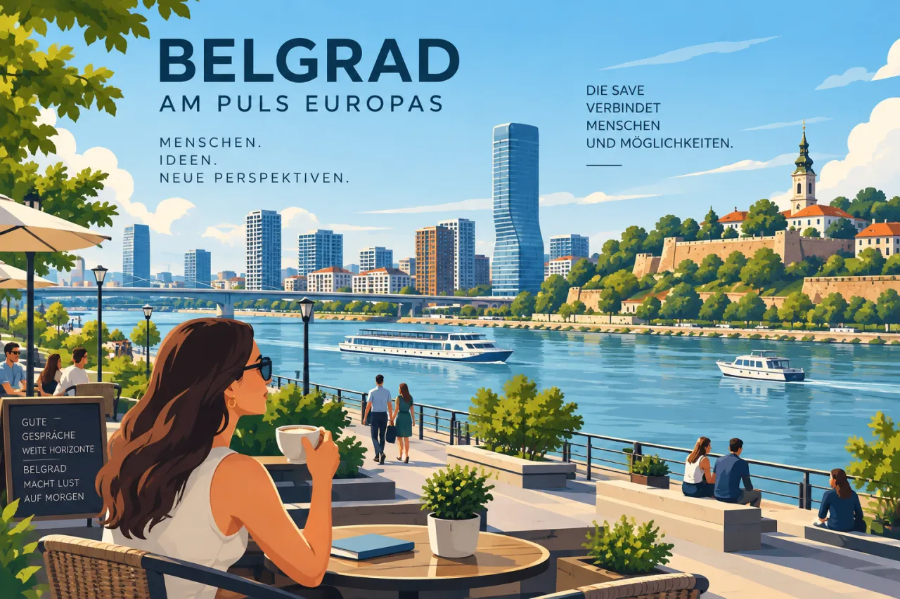 Belgrad mit Save-Ufer und Stadtblick als Reiseziel für die EXPO 2027