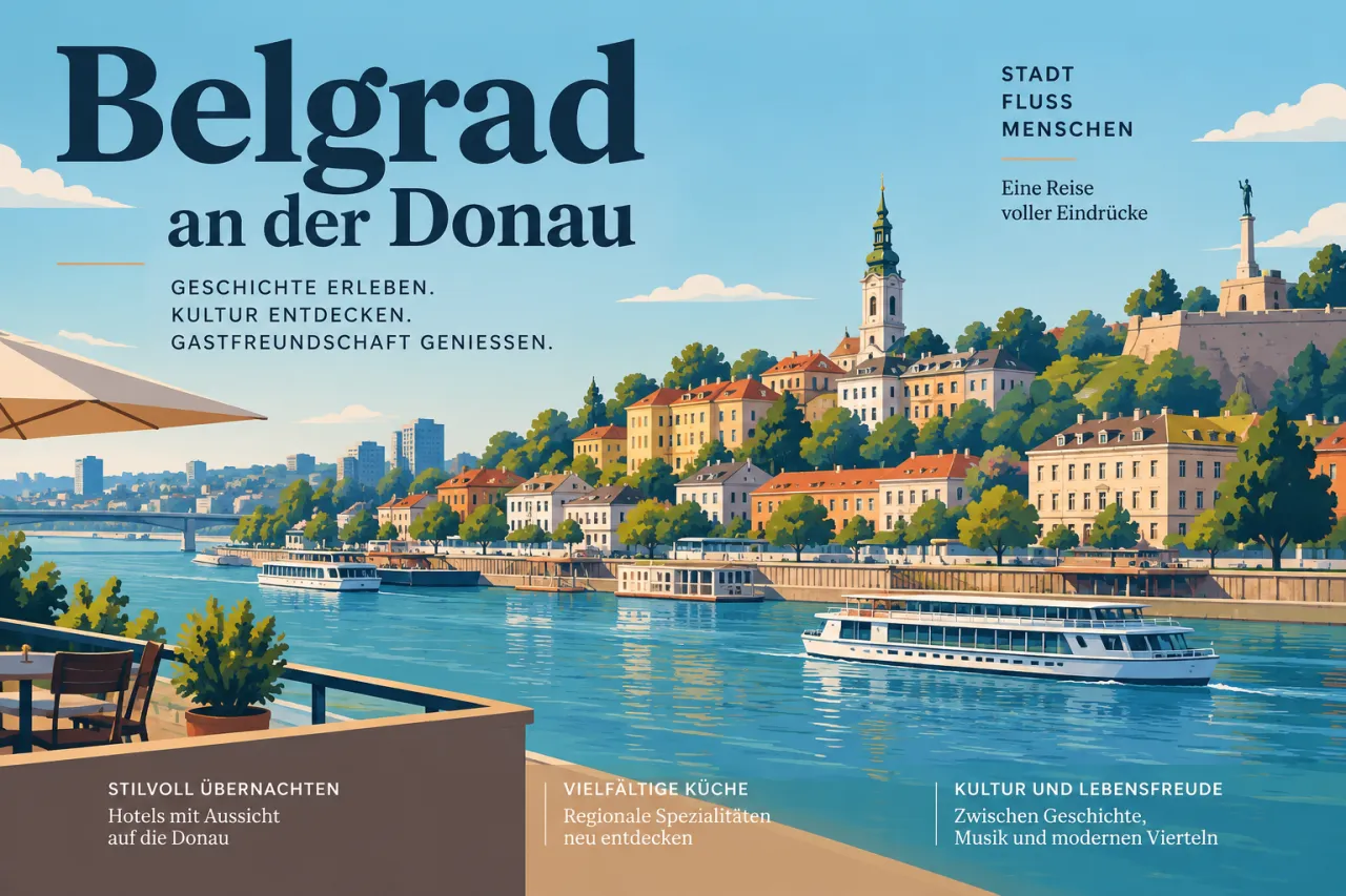 Blick auf Belgrad mit Donau und Stadtpanorama zur EXPO 2027