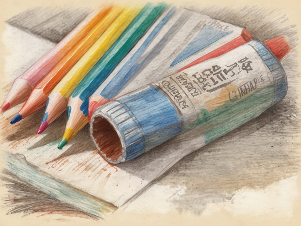 Auf dem Bild sind Buntstifte und ein Klebestift zu sehen, die auf einem Blatt Papier liegen. Es gibt verschiedene Farben der Stifte, die ordentlich nebeneinander angeordnet sind. Das Bild könnte mit Künstlermaterialien im Zusammenhang mit kreativen Aktivitäten assoziiert werden. 

Wie wäre es mit: *Sechs Wochen krank, dann Urlaub, dann wieder krank?*
