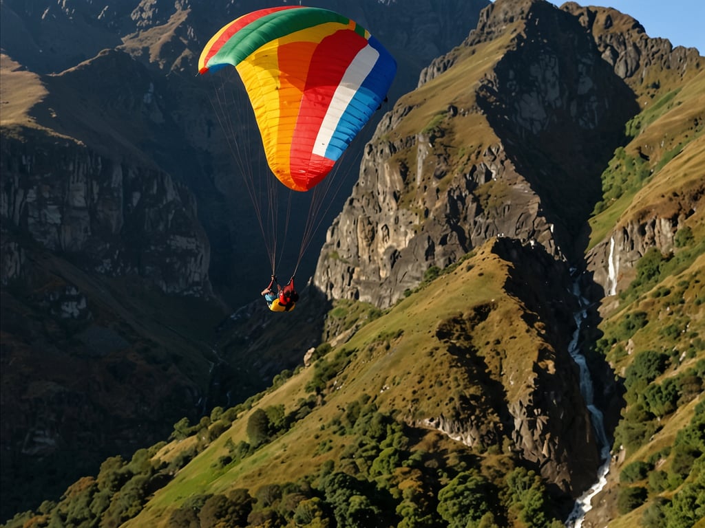 Auf dem Bild ist ein Paragliding-Abenteuer in einer beeindruckenden Berglandschaft zu sehen. Hier sind neun Traumziele weltweit für Sport und Entspannung, die ähnliche Aktivitäten bieten:

1. **Neuseeland** – Besonders bekannt für Paragliding in Queenstown und die atemberaubenden Landschaften.
2. **Schweiz** – Der Villager vor den Alpen ist ein beliebter Ort für Gleitschirmfliegen und Wandern.
3. **Bali, Indonesien** – Neben Surfing gibt es auch tolle Orte für Paragliding und Entspannung an den Stränden.
4. **Costa Rica** – Ideal für Abenteuerlustige mit Aktivitäten wie Ziplining und Surfen, kombiniert mit entspannenden Stränden.
5. **Tansania** – Die Landschaft rund um den Kilimandscharo bietet beeindruckende Möglichkeiten für Drachenfliegen.
6. **Australien** – Insbesondere am Byron Bay finden sich großartige Möglichkeiten für Paragliding und Beach-Relaxation.
7. **Kanada** – Die Rocky Mountains bieten spektakuläre Erfahrungen beim Gleitschirmfliegen und entspannende Rückzugsorte.
8. **Chile** – Besondere Orte wie Pucón sind bekannt für Abenteuersportarten, einschließlich Paragliding.
9. **Thailand** – Die malerischen Küsten mit Yoga-Retreats bieten eine entspannende Atmosphäre nach aufregenden Aktivitäten.

Diese Ziele kombinieren Sport und Entspannung perfekt!
