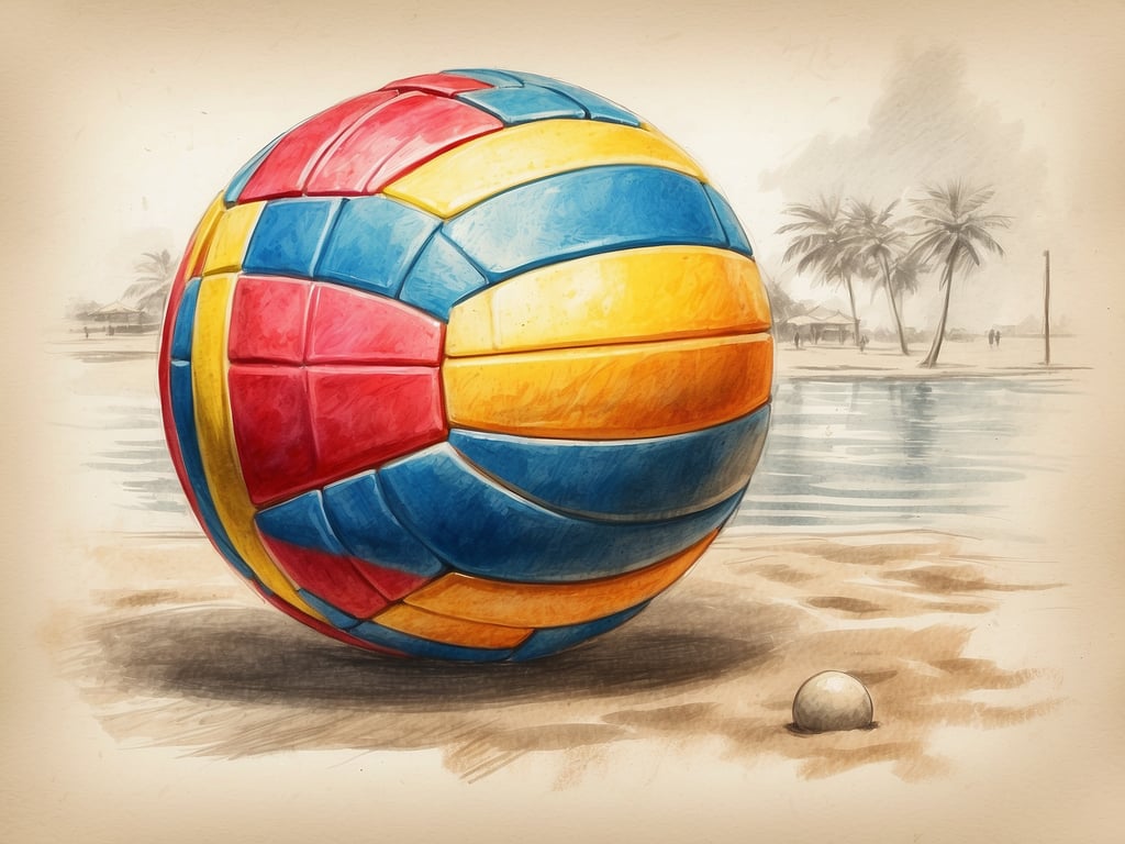 Auf dem Bild ist ein bunter Volleyball zu sehen, der am Strand liegt. Diese Umgebung bietet viele Aktivitäten und Unterhaltungsmöglichkeiten. Man könnte eine Partie Beachvolleyball spielen, sich im Sand entspannen oder ein Picknick am Meer machen. Außerdem laden die Palmen im Hintergrund dazu ein, unter ihrem Schatten zu relaxen oder einfach die Sonne zu genießen. Auch Wassersportarten wie Schwimmen oder Stand-Up-Paddling könnten eine spannende Option sein.