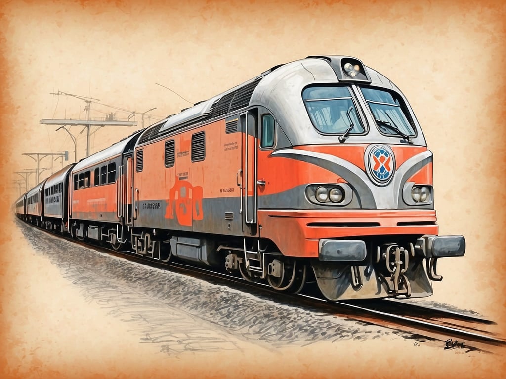 Auf dem Bild ist eine farbenfrohe Dampflok oder Diesellok auf einem Gleis zu sehen. Sie scheint in einem künstlerischen Stil dargestellt zu sein und hat eine markante orange-graue Lackierung. 

Die Bedeutung von BallinStadt heute bezieht sich auf einen historischen Ort in Hamburg, der als 