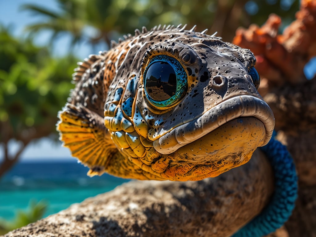Auf dem Bild ist ein Fisch zu sehen, der wahrscheinlich farbenfroh und detailreich ist. Wenn du Bonaire besuchst, hier einige Tipps:

1. **Schnorcheln und Tauchen**: Bonaire ist bekannt für seine klaren Gewässer und das vielfältige Meeresleben. Vergiss nicht, deine Schnorchel- oder Tauchausrüstung mitzunehmen.

2. **Umweltschutz**: Achte darauf, die empfindlichen Korallenriffe zu schützen. Berühre die Korallen nicht und sammle keine Muscheln.

3. **Nationalparks**: Besuche den Washington Slagbaai National Park, um die einzigartige Flora und Fauna zu erleben.

4. **Einheimische Küche**: Probiere lokale Spezialitäten wie 