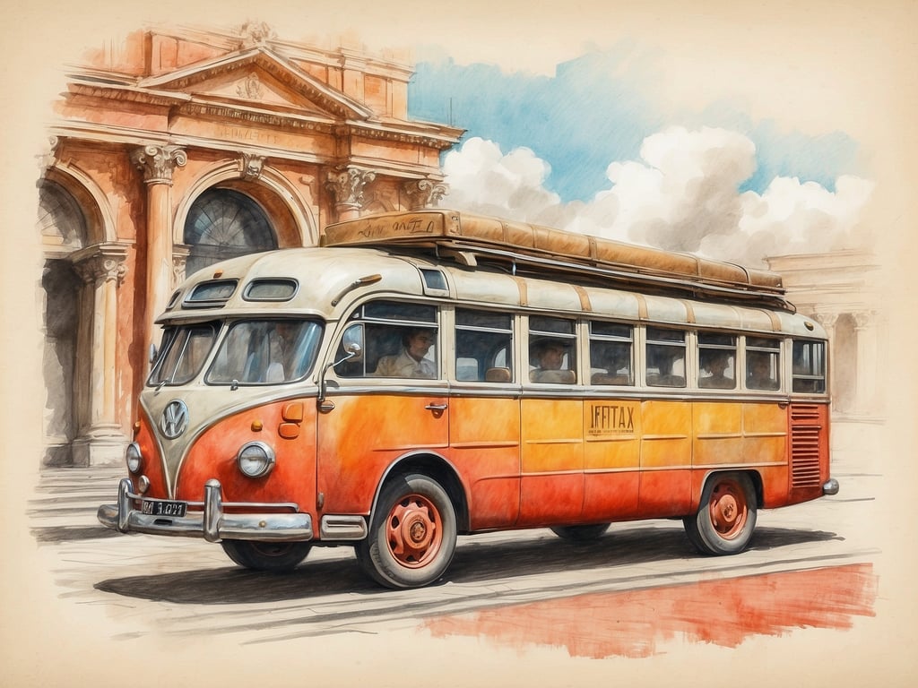 Auf dem Bild ist ein klassischer Volkswagen-Bus zu sehen, der oft als 