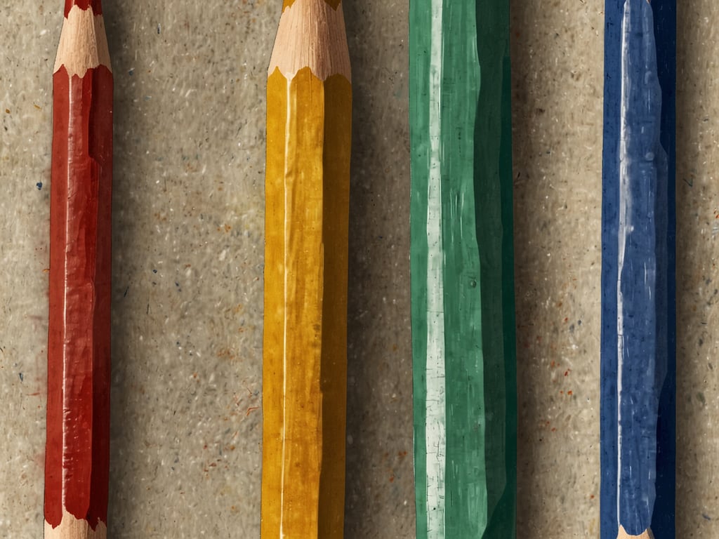 Auf dem Bild sind farbige Buntstifte in verschiedenen Farben (rot, gelb, grün und blau) zu sehen, die nebeneinander angeordnet sind. 

Im Zusammenhang mit dem Bundesurlaubsgesetz könnte man sagen, dass kreative Tätigkeiten wie Malen und Zeichnen oft während der Urlaubszeit oder in der Freizeit stattfinden, um Stress abzubauen und sich zu erholen. Gemäß § 1 des Bundesurlaubsgesetzes hat jeder Arbeitnehmer Anspruch auf Erholungsurlaub, der auch dazu dienen soll, die eigene Kreativität zu fördern.