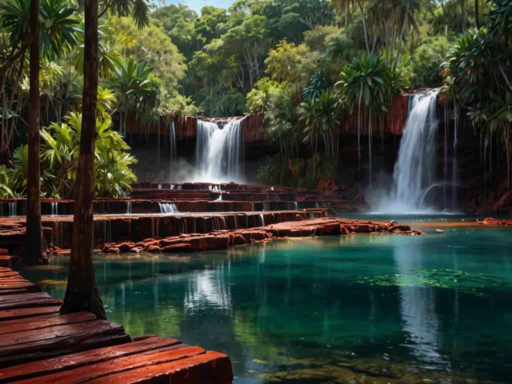 Auf dem Bild ist eine malerische Naturlandschaft mit Wasserfällen und kristallklarem Wasser zu sehen, die typisch für das Erlebnis Caño Cristales ist. Diese Region, bekannt als „der schönsten Fluss der Welt“, bietet beeindruckende Farben und Wasserfälle, umgeben von üppiger Vegetation.

Die Anreise zu Caño Cristales erfolgt in der Regel über den Flughafen in La Macarena, gefolgt von einer kurzen Weiterfahrt. Viele Touren bieten geführte Erlebnisse, bei denen Besucher die atemberaubenden Wasserfälle, die einzigartigen Steinformationen und die vielfältige Flora und Fauna erkunden können. Eine geführte Tour beinhaltet oft auch informative Erläuterungen zur Natur und Umwelt der Region, die das Erlebnis noch bereichernder machen.