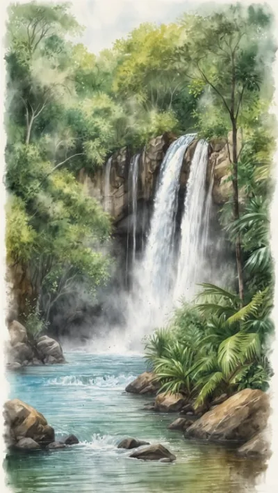 Cascada Blanca: Malerischer Wasserfall inmitten grüner Natur