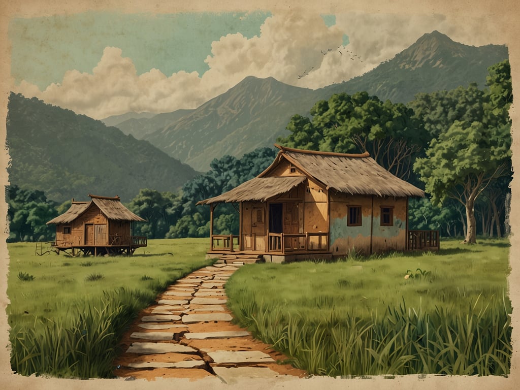 Auf dem Bild sind zwei traditionelle, strohgedeckte Häuser zu sehen, umgeben von einer üppigen, grünen Landschaft und majestätischen Bergen im Hintergrund. Ein gepflasterter Weg führt zwischen den Häusern hindurch und erzeugt eine einladende Atmosphäre. 

Im Kontext des nachhaltigen Tourismus könnte dieses Bild die Bemühungen in Cojimíes symbolisieren, um die natürliche Schönheit und die kulturellen Elemente der Region zu bewahren. Solche Unterkünfte könnten Touristen anziehen, die authentische Erlebnisse suchen, während gleichzeitig der Schutz der Umwelt und der Lebensweise der lokalen Bevölkerung gefördert wird. Nachhaltiger Tourismus in Cojimíes könnte auch dazu beitragen, die Wirtschaft der Region zu stärken, ohne die natürlichen Ressourcen übermäßig zu beanspruchen.