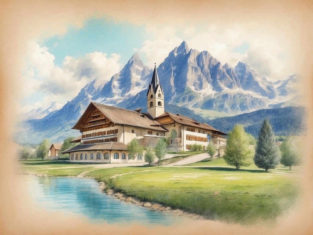 Auf dem Bild ist eine malerische Landschaft mit einem Haus im bayerischen Stil zu sehen, das sich am Ufer eines Gewässers befindet. Im Hintergrund erheben sich majestätische Berge, die von Wolken umgeben sind. Die Szenerie vermittelt eine ruhige und idyllische Atmosphäre. 

Da sind die Osterferien für die Schulen in Bayern 2024? Die Osterferien beginnen am 25. März und enden am 6. April 2024.