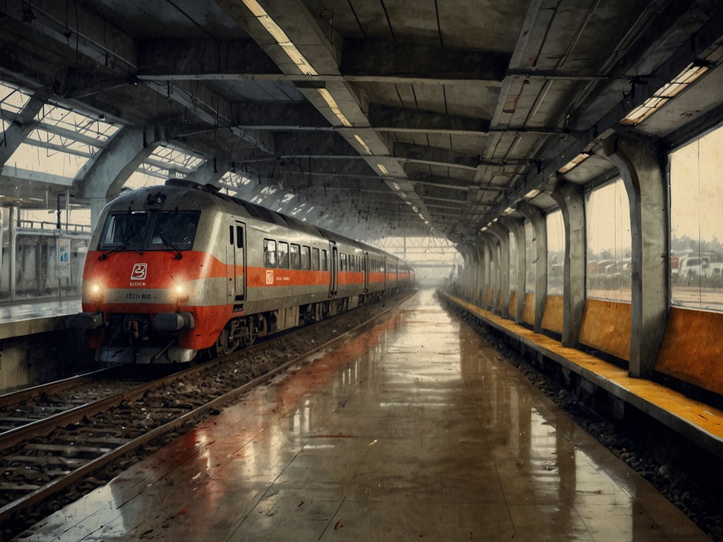 Auf dem Bild ist ein Bahnhof zu sehen, an dem ein Zug der Deutschen Bahn steht. Die Plattform ist leer und es gibt eine moderne Architektur mit großen Fenstern und einem überdachten Bereich. Durch das Fehlen gedruckter Ankunftspläne stellt sich die Frage, wie Reisende nun über die Ankünfte und Abfahrten informiert werden. Digitale Anzeigen oder mobile Apps könnten dafür eine wichtige Rolle spielen.