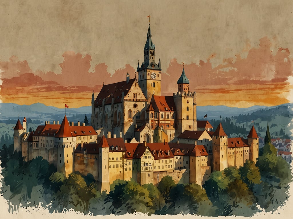Das Bild zeigt eine malerische Burg, die auf einem Hügel errichtet ist und von einer schönen Landschaft umgeben ist. Solche historischen Bauwerke sind oft Schauplätze für besondere Events in bayerischen Kleinstädten. 

Beispielsweise könnte in einer solchen Burg ein Mittelalterfest stattfinden, bei dem Besucher in historische Kostüme schlüpfen, Ritterspiele erleben und lokale Spezialitäten genießen können. Auch Weihnachtsmärkte oder Sommerfeste sind in solchen idyllischen Umgebungen beliebt, wo Handwerkskunst und regionale Produkte angeboten werden. So ziehen diese Events viele Touristen und Einheimische an, die die Atmosphäre und die Kultur der Region erleben möchten.
