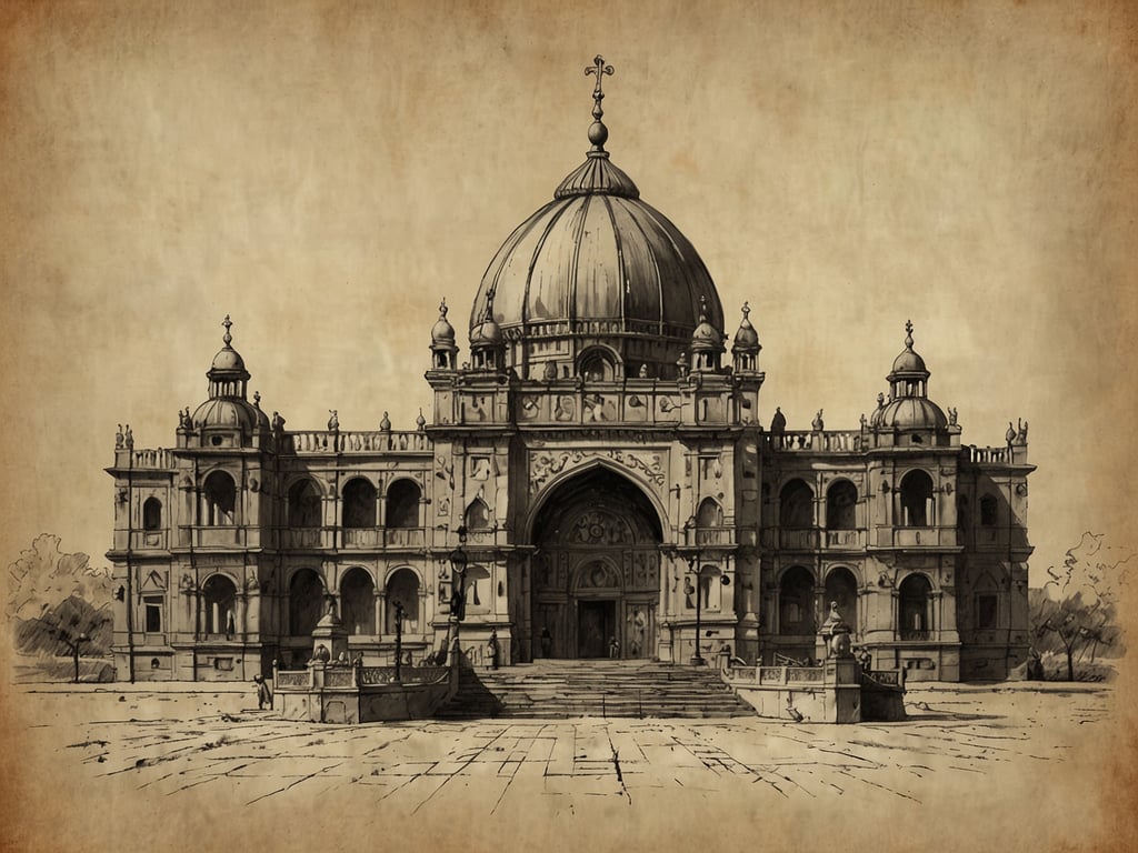 Auf dem Bild ist ein beeindruckendes Gebäudekomplex zu sehen, das mit einer prächtigen Kuppel und zahlreichen dekorativen Elementen gestaltet ist. Die Architektur wirkt majestätisch und weist sowohl islamische als auch koloniale Einflüsse auf. Die Fassade ist reich verziert und die Stufen, die zum Eingang führen, laden zur Erkundung ein. 

Die perfekte Lage für Erkundungen bietet viel Raum, um die architektonischen Details zu bewundern und die Umgebung zu erkunden. Es scheint, als wäre dieser Ort ein ideales Ziel für Kulturinteressierte und Geschichtsbegeisterte.