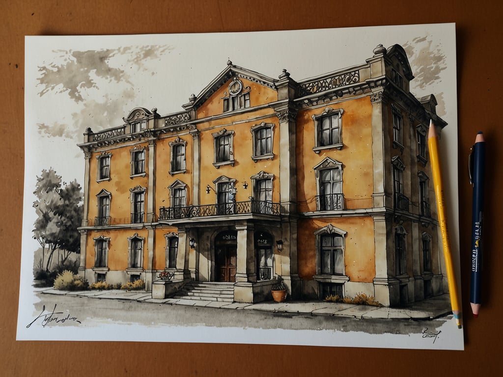 Auf dem Bild ist eine stilvolle Architektur zu sehen, die an ein klassisches Gebäude erinnert. Mit seinem warmen Gelbton und den schönen Details der Fassade strahlt es eine einladende Atmosphäre aus, die perfekt für Gastfreundschaft ist. Die sorgfältig gestalteten Fenster und der Eingangsbereich laden Gäste ein, sich willkommen zu fühlen. 

In der Philosophie des Services spielt die Gestaltung des Raumes eine wichtige Rolle. Ein solches Gebäude könnte als Hotel oder Gästehaus dienen, wo die Empfangskultur und der persönliche Service im Vordergrund stehen. Die geschickte Kombination aus Tradition und zeitgemäßem Komfort verspricht ein unvergessliches Erlebnis für Besucher und zeigt, dass Gastfreundschaft hier großgeschrieben wird.
