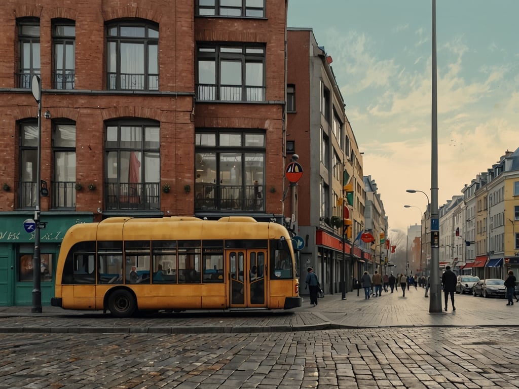 Auf dem Bild ist eine städtische Szene zu sehen, in der ein gelber Bus an einer Straße steht, umgeben von Backsteingebäuden und Passanten, die die Straße entlanggehen. 

Das Dorint Hotel Kö59 befindet sich in zentraler Lage in Düsseldorf, nur wenige Gehminuten von der berühmten Königsallee entfernt. Die Erreichbarkeit ist sowohl mit dem Auto als auch mit öffentlichen Verkehrsmitteln gut, da es in der Nähe Haltestellen für Straßenbahnen und Busse gibt. Gäste können die Sehenswürdigkeiten der Stadt bequem erkunden.
