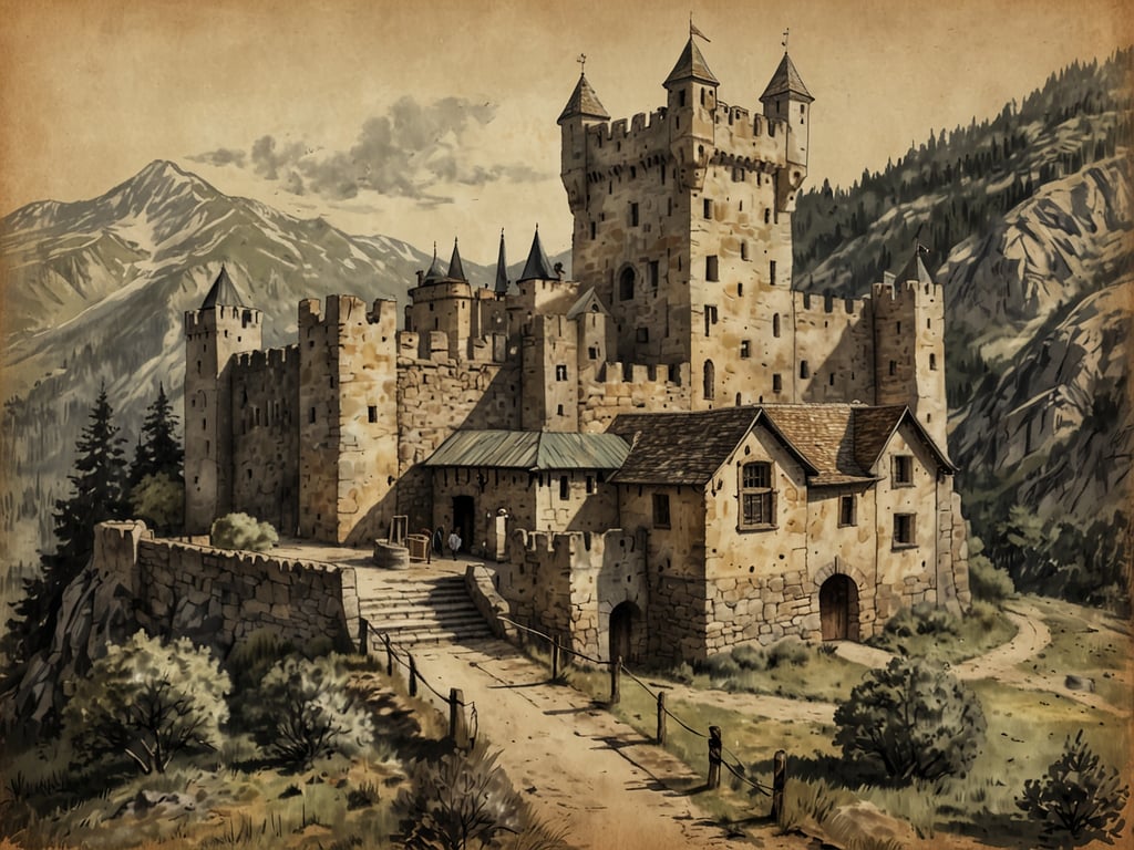 Auf dem Bild ist eine beeindruckende Burg zu sehen, umgeben von einer malerischen Landschaft mit Bergen und Bäumen. Viele solche Burgen sind in Europa zu finden, beispielsweise in Deutschland, wo man Burgen wie die Neuschwanstein oder die Hohenzollern besichtigen kann. In der Nähe kann man oft auch Events wie Mittelalterfeste oder Rittershows erleben, die das historische Flair der Burgen lebendig machen. Zudem bieten sich in der Umgebung zahlreiche Wanderwege an, um die Natur zu erkunden und die atemberaubenden Ausblicke auf die umliegende Landschaft zu genießen.