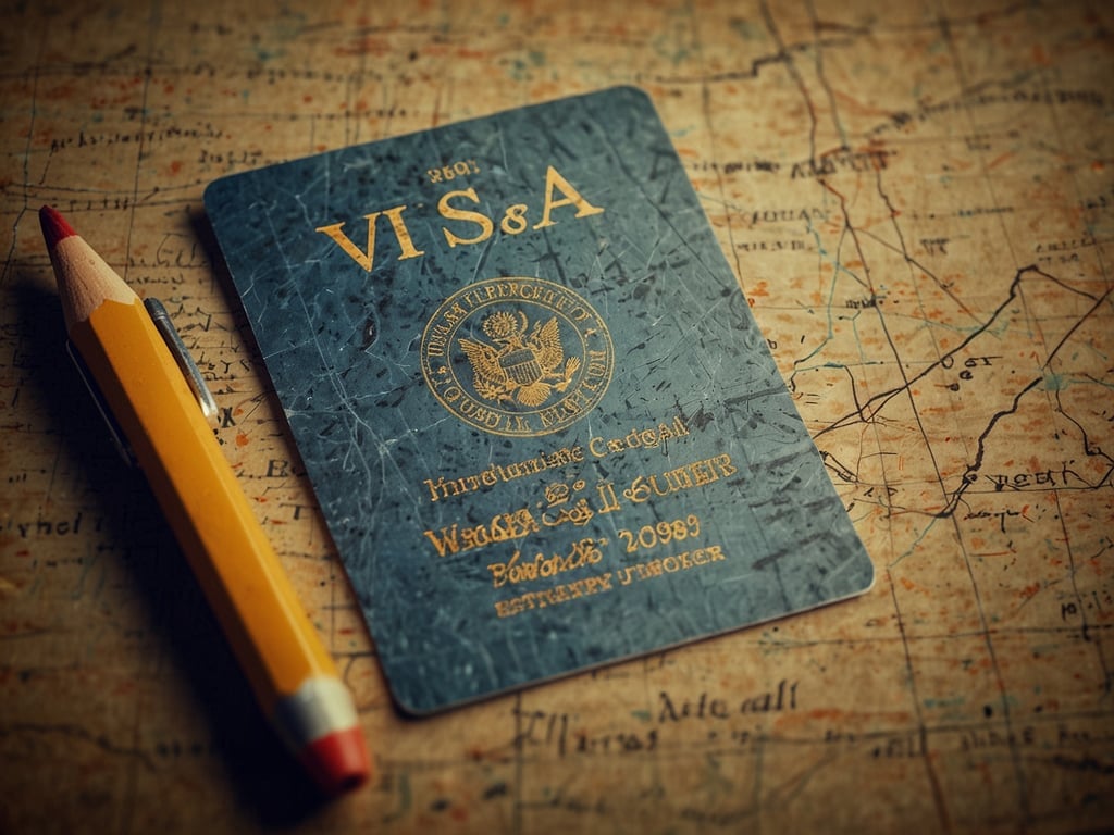 Auf dem Bild ist ein Dokument zu sehen, das wie eine Einreisegenehmigung oder ein Visum aussieht, sowie ein Bleistift, der auf einer Karte liegt.

### Einreise USA: Was beachten?

1. **Visum oder ESTA**: Überprüfen, ob ein Visum benötigt wird oder ob ESTA (Electronic System for Travel Authorization) ausreicht.
2. **Reisedokumente**: Gültigen Reisepass und erforderliche Visa oder ESTA-Dokumente bereithalten.
3. **Zollbestimmungen**: Zollvorschriften beachten, insbesondere bei der Einfuhr von Lebensmitteln und anderen Gegenständen.
4. **Gesundheitsanforderungen**: Informationen zu Impfungen und gesundheitlichen Anforderungen überprüfen.
5. **Flughafenunterlagen**: Alle Bestätigungen zu Flügen und Unterkünften griffbereit haben. 

Vor der Reise sollte man sich auch über die aktuellen Bestimmungen informieren, da sich diese ändern können.