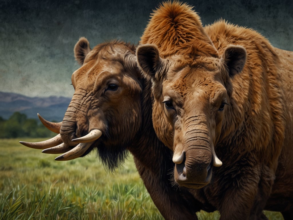 Auf dem Bild sind zwei große Tiere mit besonderen Merkmalen zu sehen, vermutlich mit einem fantastischen oder künstlerischen Stil. 

**Praktische Tipps für deinen Wandertrip:**

1. **Packliste**: Stelle sicher, dass du ausreichend Wasser, Snacks und Erste-Hilfe-Material dabei hast.
2. **Kleidung**: Trage wetterfeste und atmungsaktive Kleidung sowie robuste Wanderschuhe.
3. **Karten und Navigation**: Nutze Karten oder GPS-Geräte, um den Überblick über deine Route zu behalten.
4. **Kamera mitnehmen**: Halte Erinnerungen fest und halte Ausschau nach interessanten Tieren oder Landschaften.
5. **Respektiere die Natur**: Hinterlasse keine Spuren und halte Abstand zu wilden Tieren.
6. **Planung**: Überprüfe das Wetter und passe deine Wanderung entsprechend an.
7. **Begleitung**: Wenn möglich, wandere mit jemandem zusammen für mehr Sicherheit. 

Viel Spaß beim Wandern!