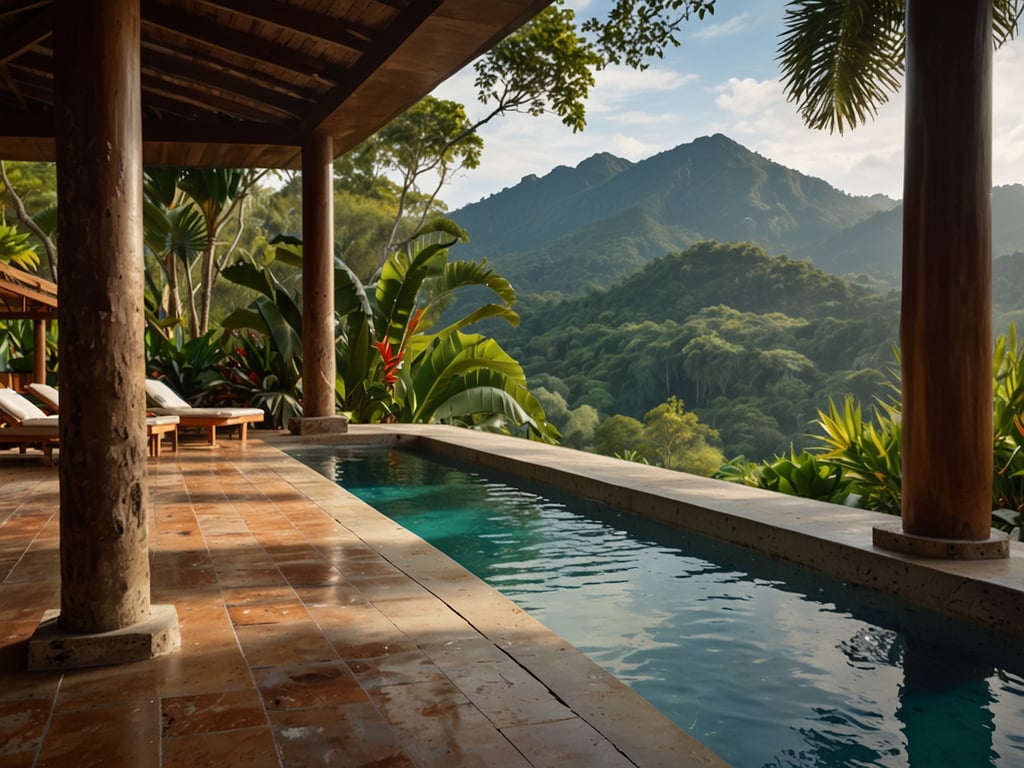 Auf dem Bild ist ein schön gestalteter Außenbereich eines Resorts oder einer Ferienunterkunft zu sehen. Der Bereich umfasst einen Pool, umgeben von tropischen Pflanzen und Bergen im Hintergrund. Es ist eine idyllische und entspannende Umgebung, die sich ideal für eine Auszeit oder Geschäftsreisen eignet.

Entdecke die besten MICE-Destinationen in Mittel- und Südamerika: Diese Region bietet nicht nur atemberaubende Natur, sondern auch hervorragende Möglichkeiten für Meetings, Incentives, Konferenzen und Ausstellungen (MICE). Von luxuriösen Resorts in Costa Rica bis hin zu modernen Veranstaltungsorten in Städten wie Medellín oder Buenos Aires – die Auswahl ist vielfältig und attraktiv für Geschäftsreisende.