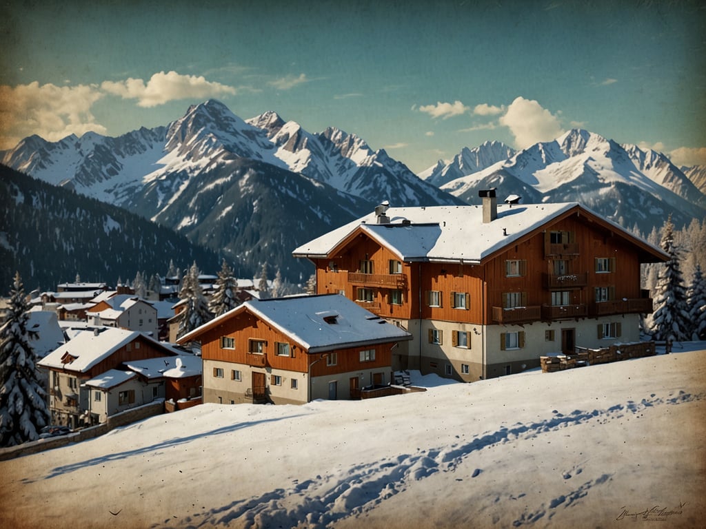 Auf dem Bild ist eine malerische Berglandschaft zu sehen, mit schneebedeckten Häusern und hochragenden Bergen im Hintergrund. Diese Szenerie vermittelt eine romantische Atmosphäre und lädt zu einem Skiurlaub ein. Ideal für Alle, die Entdecke St. Johann in Tirol erleben möchten: Hier gibt es neben dem Skifahren auch abwechslungsreiche Freizeitmöglichkeiten in einer idyllischen Winterlandschaft. Die Kombination aus gemütlicher Unterkunft und atemberaubender Natur macht diesen Ort zu einem perfekten Ziel für einen unvergesslichen Skiurlaub.