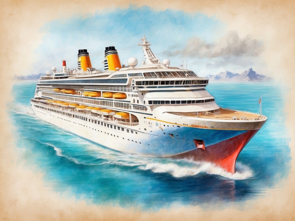 Auf dem Bild ist ein großes Kreuzfahrtschiff zu sehen, das majestätisch über das blaue Wasser gleitet. Es hat mehrere Etagen mit Gelben Lifeboats und eine auffällige Farbgestaltung. 

Für unvergessliche Kreuzfahrten im Februar könnten beliebte Reiseziele wie die Karibik, das Mittelmeer oder exotische Küsten in Südostasien in Betracht gezogen werden. Diese Regionen bieten wunderbare Landschaften, kulturelle Erlebnisse und entspannende Strandurlaube.