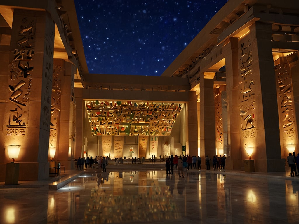 Auf dem Bild ist eine beeindruckende Architektur zu sehen, die möglicherweise zu einem luxuriösen Hotel oder einer historischen Stätte in Ägypten gehört. Die beleuchteten Säulen und die kunstvollen Verzierungen schaffen eine magische Atmosphäre, die perfekt zu den Winterfeiertagen passt. 

Das Four Seasons in Ägypten bietet eine einzigartige Möglichkeit, die Festtage in einem luxuriösen Ambiente zu feiern, umgeben von der Faszination der ägyptischen Kultur. Die Kombination aus historischer Pracht und modernem Komfort sorgt für ein unvergessliches Winterwunder, das die Sinne verzaubert und unvergessliche Erinnerungen schafft. Genießen Sie erstklassige Annehmlichkeiten und exquisite Kulinarik während dieser festlichen Jahreszeit!