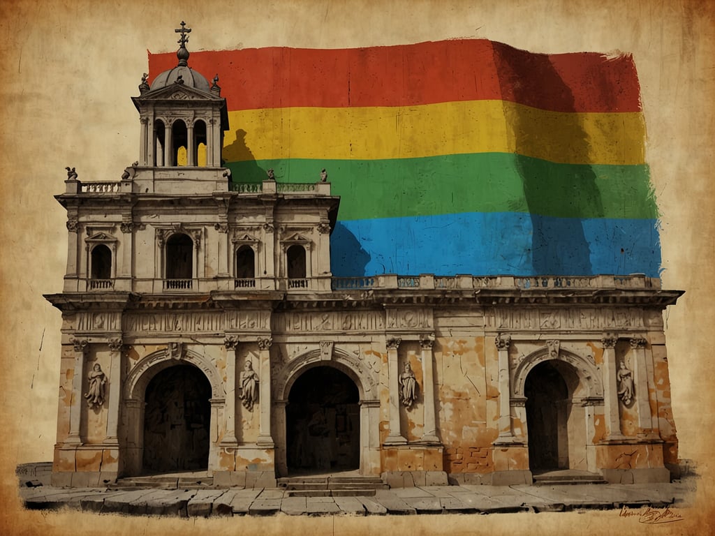 Auf dem Bild ist ein historisches Gebäude zu sehen, das möglicherweise mit der Architektur der Region Granada in Verbindung steht. Darüber ist eine farbenfrohe Flagge platziert, die anregen könnte, über kulturelle oder soziale Bewegungen nachzudenken.

**Die Rolle von La Pólvora in der Region Granada** bezieht sich auf die historischen und kulturellen Aspekte, die mit diesem Ort verknüpft sind. 