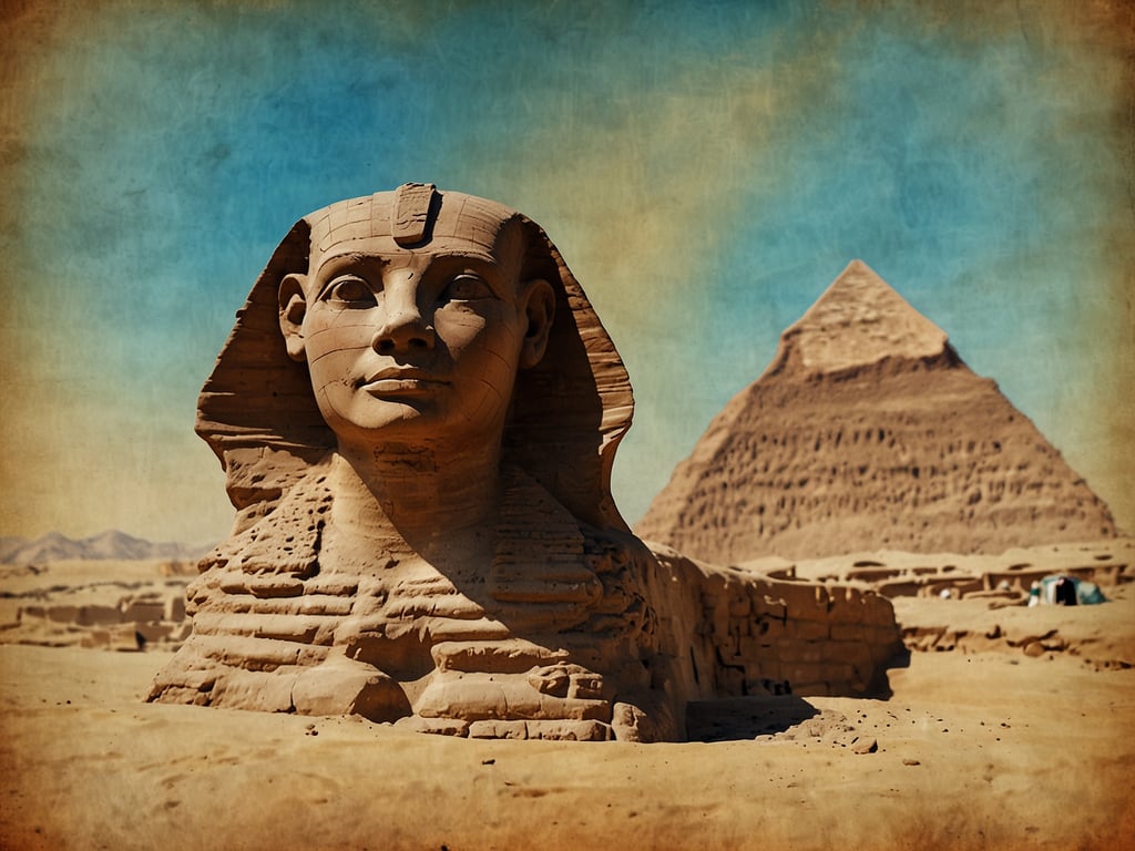 Auf dem Bild ist die berühmte Sphinx von Gizeh zu sehen, die sich in Ägypten befindet. Im Hintergrund erkennt man eine der Pyramiden, ebenfalls ein bedeutendes Wahrzeichen Ägyptens. Ägypten lockt mehr Deutsche mit seiner beeindruckenden Geschichte, faszinierenden archäologischen Stätten und einzigartigen Landschaften.