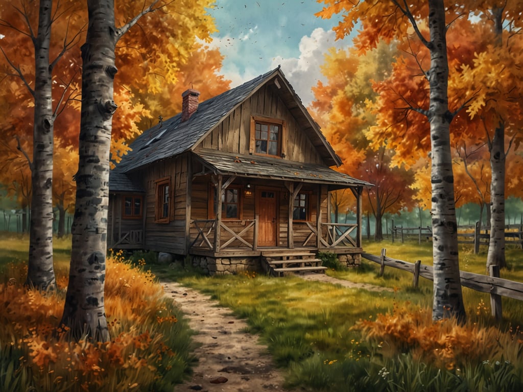 Auf dem Bild ist ein malerisches Holzhaus in einer herbstlichen Landschaft zu sehen, umgeben von bunten Bäumen, die in warmen Farben leuchten. Dies vermittelt eine ruhige und entspannende Atmosphäre, perfekt für einen Herbsturlaub.

Hier sind einige Reisetipps für einen stressfreien Herbsturlaub:

1. **Frühzeitig planen**: Buchen Sie Unterkünfte und Transportmittel im Voraus, um Stress und höhere Preise zu vermeiden.

2. **Flexibel bleiben**: Halten Sie sich die Möglichkeit offen, Ihre Pläne anzupassen. Das Wetter kann im Herbst unberechenbar sein.

3. **Natur genießen**: Nutzen Sie die Gelegenheit, die farbenfrohe Herbstlandschaft durch Wanderungen oder Spaziergänge zu erleben. Packen Sie eine Kamera ein, um die schönen Momente festzuhalten.

4. **Lokale Küche probieren**: Suchen Sie nach saisonalen Spezialitäten oder besuchen Sie lokale Märkte, um die frischen Aromen des Herbstes zu genießen.

5. **Entspannung einplanen**: Nehmen Sie sich Zeit für sich selbst. Ein gutes Buch am Kamin oder eine ruhige Zeit in der Natur kann Wunder wirken.

6. **Gesund bleiben**: Achten Sie auf Ihre Gesundheit, indem Sie genug trinken und sich warm anziehen, besonders wenn die Temperaturen sinken.

Diese Tipps helfen Ihnen, einen entspannten und erfreulichen Herbsturlaub zu erleben!