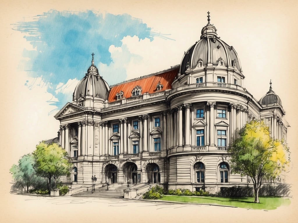 Auf dem Bild ist ein prachtvolles, historisches Gebäude zu sehen, das durch seine beeindruckende Architektur besticht. Solche Bauwerke sind oft zentraler Bestandteil von Städten und spiegeln deren Geschichte und kulturelles Erbe wider. Sie können als Orte der Verwaltung, Bildung oder Kultur dienen und tragen zur Identität der Stadt bei. Darüber hinaus ziehen sie Touristen an, die an der Geschichte und Baukunst interessiert sind. Historische Städte sind nicht nur Lebensräume, sondern auch Zeugen vergangener Epochen, die dazu einladen, in die Vergangenheit einzutauchen und die Entwicklung der Gesellschaft nachzuvollziehen.