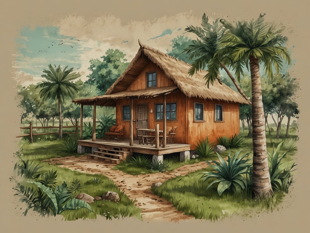 Auf dem Bild ist eine einfache, gemütliche Hütte in einer grünen, natürlichen Umgebung zu sehen. Diese Art von Bauwerk könnte als Beispiel für nachhaltiges Wohnen stehen, da es die Verwendung von natürlichen Materialien und die Integration in die Umgebung betont. 

Eine solche Hütte erinnert an umweltfreundliche Praktiken, die den Schutz der Natur und die Erhaltung der Ressourcen auf Bartolomé fördern könnten. Die Gestaltung könnte dazu beitragen, den Einfluss auf das Ökosystem zu minimieren, während gleichzeitig ein harmonisches Leben im Einklang mit der Natur gefördert wird. In einer solchen Umgebung könnte man auch Permakultur oder andere nachhaltige Landwirtschaftsmethoden integrieren, um die lokale Biodiversität zu unterstützen.