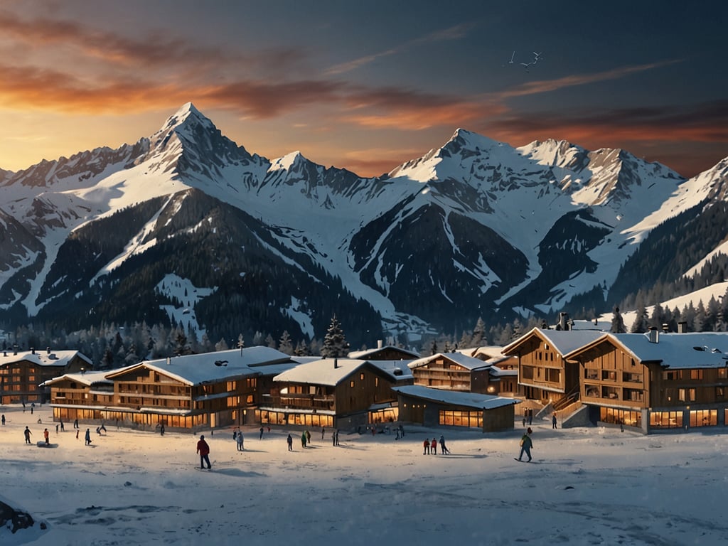Auf dem Bild ist eine winterliche Landschaft in den Bergen zu sehen. In der Mitte befindet sich ein Dorf mit modernen Chalets, umgeben von schneebedeckten Bergen. Menschen sind auf der Piste unterwegs, was auf eine lebhafte Wintersport-Szene hinweist. 

In LAAX für die Saison 2024/25 erwartet euch ein neuer Snowpark, coole Restaurants und vieles mehr, um das Ski- und Snowboarderlebnis noch aufregender zu gestalten!