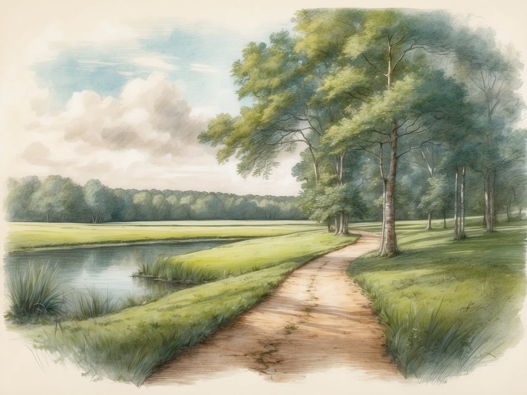 Auf dem Bild ist ein malerischer Weg zu sehen, der durch eine grüne Landschaft mit Bäumen und einem ruhigen Gewässer führt. Diese Art der Szenerie spiegelt die idyllische Umgebung wider, die man in Landal GreenParks Aelderholt findet. 

Aelderholt liegt in einer wunderschönen Naturlandschaft, umgeben von Wäldern und Wasser. Die Geschichte des Parks beginnt mit dem Bestreben, Familien und Naturfreunde zusammenzubringen. Seit der Eröffnung hat sich der Park einen Ruf als idealer Ort für Erholung und Abenteuer in der Natur erarbeitet. Wanderungen, Radfahren und das Beobachten von Wildtieren sind nur einige der Aktivitäten, die Besucher genießen können.

Die Natur, die in diesem Bild dargestellt wird, erinnert an die friedliche Atmosphäre, die die Gäste in Aelderholt erleben können, wo sich der stressige Alltag in der Ruhe der Umgebung auflöst.
