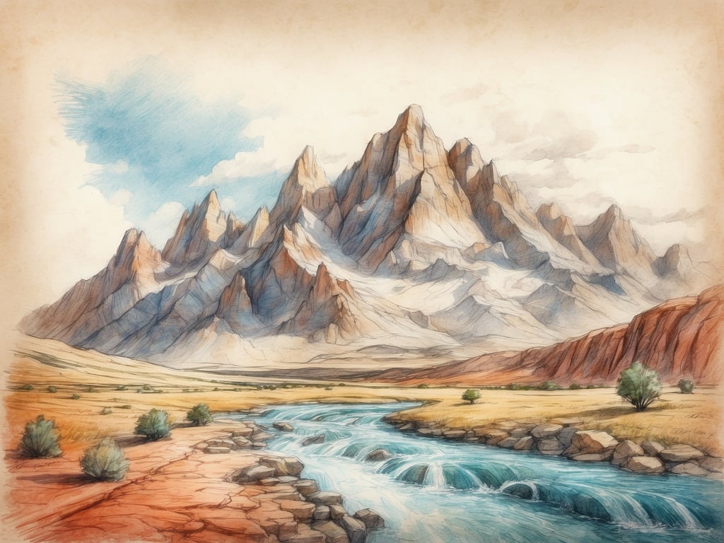 Auf dem Bild sind majestätische Berge zu sehen, die von einem klaren blauen Himmel und einer sanften Landschaft umgeben sind. In der Nähe fließt ein klarer Fluss, der durch die Landschaft plätschert. 

In der Umgebung eines solchen lebhaften Gebiets könnten verschiedene Aktivitäten angeboten werden. Man könnte zum Beispiel Wandern oder Trekking in den Bergen unternehmen, um die beeindruckende Aussicht aus verschiedenen Perspektiven zu genießen. Auch Mountainbiking könnte eine spannende Möglichkeit sein, die Umgebung zu erkunden.

Ein Picknick am Ufer des Flusses wäre ebenfalls eine schöne Erholung, während man die Natur genießt. Für Abenteurer könnten Aktivitäten wie Kajakfahren oder Angeln im Fluss zur Verfügung stehen. Außerdem gibt es möglicherweise lokale Führungen, die Einblicke in die Flora und Fauna der Region bieten. Die Möglichkeiten in dieser malerischen Umgebung sind zahlreich und laden dazu ein, die Natur zu erleben und zu entdecken.
