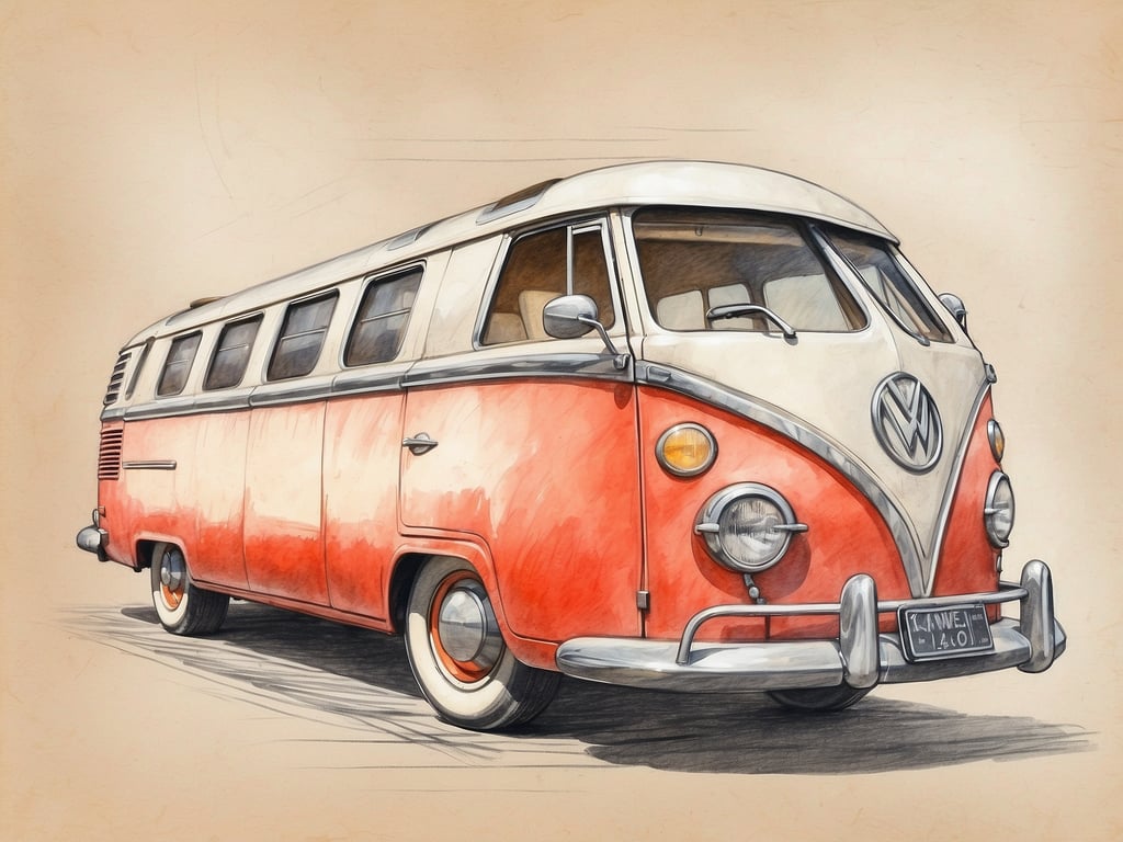Auf dem Bild ist ein orange-weißer Volkswagen Bully zu sehen. Er hat ein nostalgisches Design, das an die 1960er Jahre erinnert und ist bekannt für seine Vielseitigkeit und Beliebtheit in der Camper- und Transportfahrzeugkultur.

Zum Leonardo Hotel Frankfurt City South: Es handelt sich um ein modernes Hotel, das eine komfortable Unterkunft in Frankfurt am Main bietet. Das Hotel ist gut gelegen, mit Anbindung an öffentliche Verkehrsmittel und in der Nähe von wichtigen Sehenswürdigkeiten. Einrichtungen wie ein Restaurant, Konferenzräume und Fitnessbereich sorgen für einen angenehmen Aufenthalt für Geschäftsreisende und Touristen.