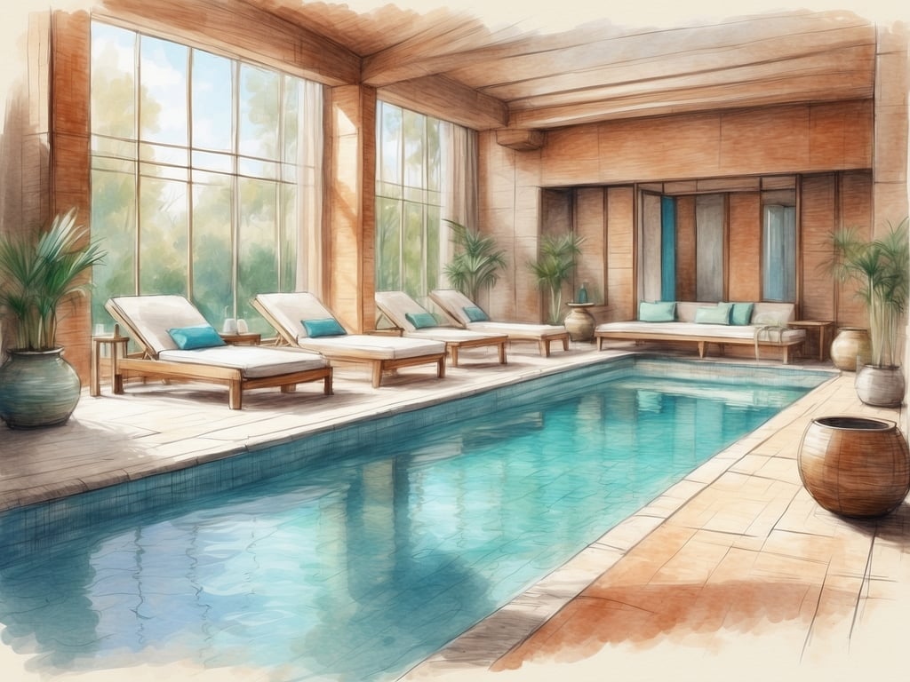Auf dem Bild ist ein schöner Innenbereich mit einem Swimmingpool zu sehen. Rund um den Pool befinden sich bequeme Liegen und Pflanzen, die eine entspannende Atmosphäre schaffen. 

Im Leonardo Hotel Negev können Gäste ähnliche Freizeitangebote genießen, wie zum Beispiel:

- **Wellnessbereich:** Entspannung im Spa mit verschiedenen Behandlungen und Massagen.
- **Fitnessstudio:** Modern ausgestatteter Fitnessbereich für aktive Gäste.
- **Schwimmmöglichkeiten:** Zugang zu einem Innen- und möglicherweise Außenpool.
- **Ruhebereiche:** Gemütliche Lounge- oder Relaxzonen zum Entspannen nach dem Schwimmen oder Trainieren.

Diese Angebote sorgen für einen angenehmen und erholsamen Aufenthalt.