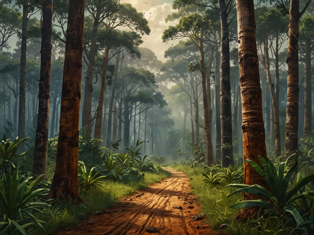Auf dem Bild ist ein dichter Wald zu sehen, der von hohen Bäumen und üppiger Vegetation geprägt ist. Diese Art von Ökosystem spielt eine entscheidende Rolle im Rahmen ökologischer Herausforderungen, da Wälder wichtige Lebensräume für viele Tier- und Pflanzenarten bieten und für den Klimaschutz unerlässlich sind. 

Jedoch sind Wälder oft gefährdet durch Abholzung, Urbanisierung und den Klimawandel. Der Naturschutz in solchen Gebieten ist daher von großer Bedeutung, um die Artenvielfalt zu erhalten und die ökologischen Funktionen der Wälder zu bewahren. Maßnahmen wie Aufforstung, der Schutz natürlicher Habitate und die Förderung nachhaltiger Forstwirtschaft sind entscheidend, um diese wertvollen Ökosysteme langfristig zu schützen.