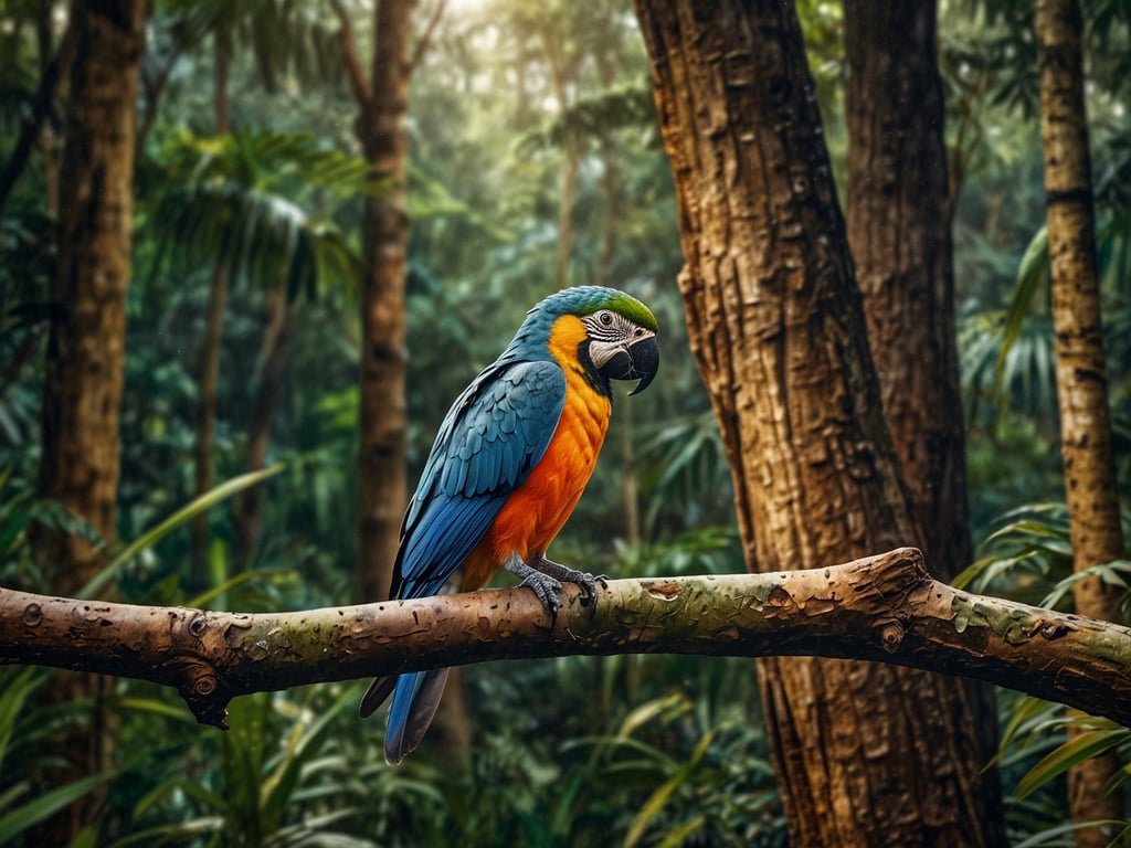 Auf dem Bild ist ein farbenfroher Papagei zu sehen, der auf einem Ast sitzt. Diese Art von Papagei ist bekannt für seine lebendige Farbe und seine Intelligenz. Im Manuel Antonio Nationalpark, der für seine vielfältige Tierwelt berühmt ist, kann man ähnliche Vögel antreffen. Der Park bietet einen Lebensraum für viele verschiedene Vogelarten, darunter auch Papageien, die in der üppigen tropischen Vegetation hoch oben in den Bäumen leben. Die beeindruckende Flora und Fauna machen den Park zu einem einzigartigen Ort für Naturbeobachtungen.