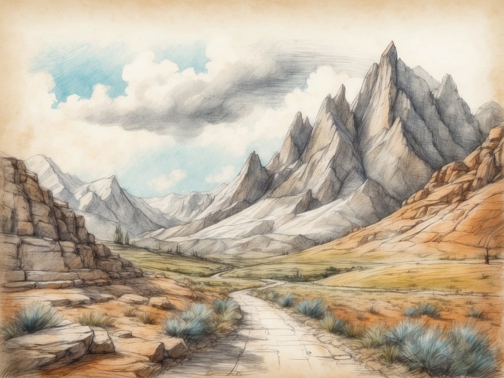 Auf dem Bild sind majestätische Berge mit scharfen Gipfeln und einer weiten, offenen Landschaft zu sehen. Diese Art von Umgebung lädt zu verschiedenen Freizeitaktivitäten ein. Man könnte zum Beispiel Wanderungen in den Bergen unternehmen, die atemberaubenden Ausblicke genießen und die Natur erkunden. Auch Mountainbiking ist in solchen Gebieten beliebt, da es viele abwechslungsreiche Trails gibt.

In der Nähe könnten Sehenswürdigkeiten wie Nationalparks oder Aussichtspunkte liegen, die spektakuläre Fotomöglichkeiten bieten. Zudem sind oft kleine Plätze oder Hütten vorhanden, wo Besucher einkehren und lokale Spezialitäten probieren können. Camping und Sternenhimmel beobachten sind weitere Aktivitäten, die man hier genießen könnte.