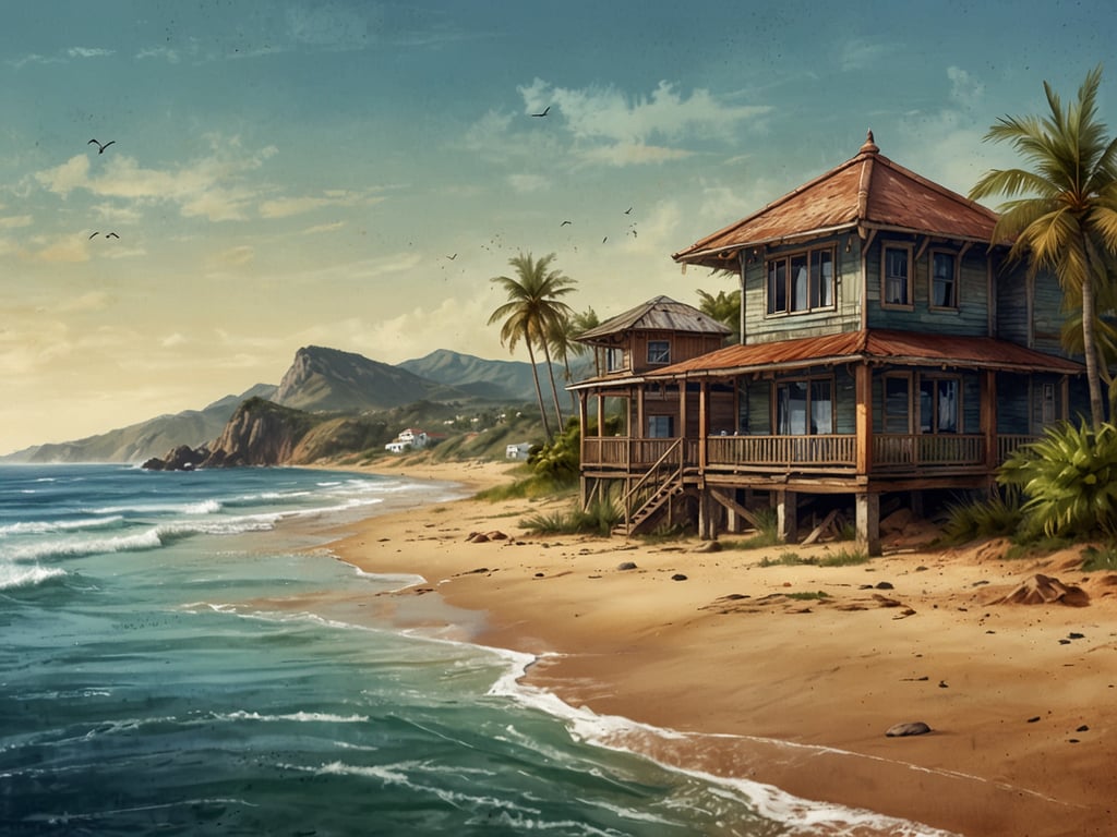 Auf dem Bild ist eine malerische Küstenlandschaft zu sehen, die von einem schönen Strand mit sanften Wellen, Palmen und einem charmanten Holzhaus geprägt ist. 

Hier sind einige praktische Tipps für deinen Besuch in Natal:

1. **Strände erkunden**: Besuche die berühmtesten Strände wie Ponta Negra und Genipabu. Jeder Strand hat seinen eigenen Charakter und Aktivitäten.

2. **Wassersport ausprobieren**: Natal bietet zahlreiche Wassersportmöglichkeiten, einschließlich Jetski, Windsurfen und Sandbuggy-Touren in den Dünen von Genipabu.

3. **Lokale Küche genießen**: Probiere regionale Spezialitäten wie 