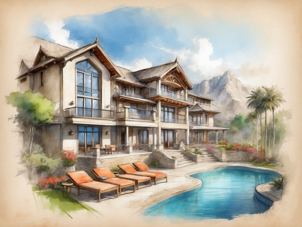 Das Bild zeigt eine stilisierte Darstellung eines Gebäudes, das elegant gestaltet ist. Es verfügt über große Fenster, eine großzügige Terrasse und einen Pool, umgeben von Pflanzen und tropischen Bäumen. Die Architektur vermittelt einen einladenden Charakter und eine entspannende Atmosphäre.

In Marseille bieten NH Hotels eine hervorragende Grundlage, um diese lebendige Stadt zu erkunden. Die Hotels zeichnen sich durch modernes Design, erstklassigen Service und eine zentrale Lage aus, die Zugang zu den vielen kulturellen und kulinarischen Highlights der Stadt ermöglicht. Egal, ob Sie geschäftlich oder privat reisen, die NH Hotels in Marseille gewährleisten einen komfortablen Aufenthalt.