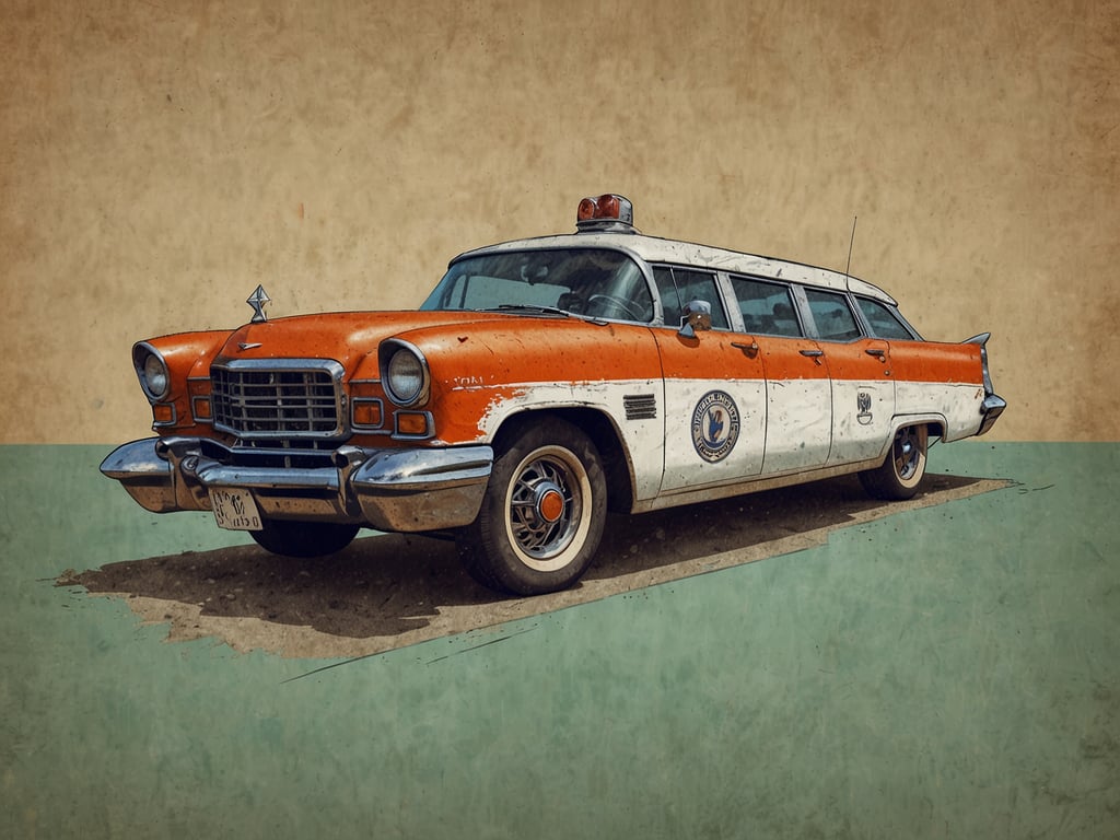 Auf dem Bild ist ein orange-weißer Oldtimer-Wagen zu sehen, der einen retro-futuristischen Look hat. Solche Fahrzeuge können oft nostalgische Gefühle wecken, besonders bei Reisen. Wenn man eine Reise plant, kann eine Reiseabbruchversicherung hilfreich sein, um sich vor unerwarteten Kosten zu schützen, die durch z.B. Fahrzeugpannen oder andere unvorhersehbare Ereignisse entstehen können. So bleibt der Fokus auf dem Reisen und dem Genuss der Erlebnisse.