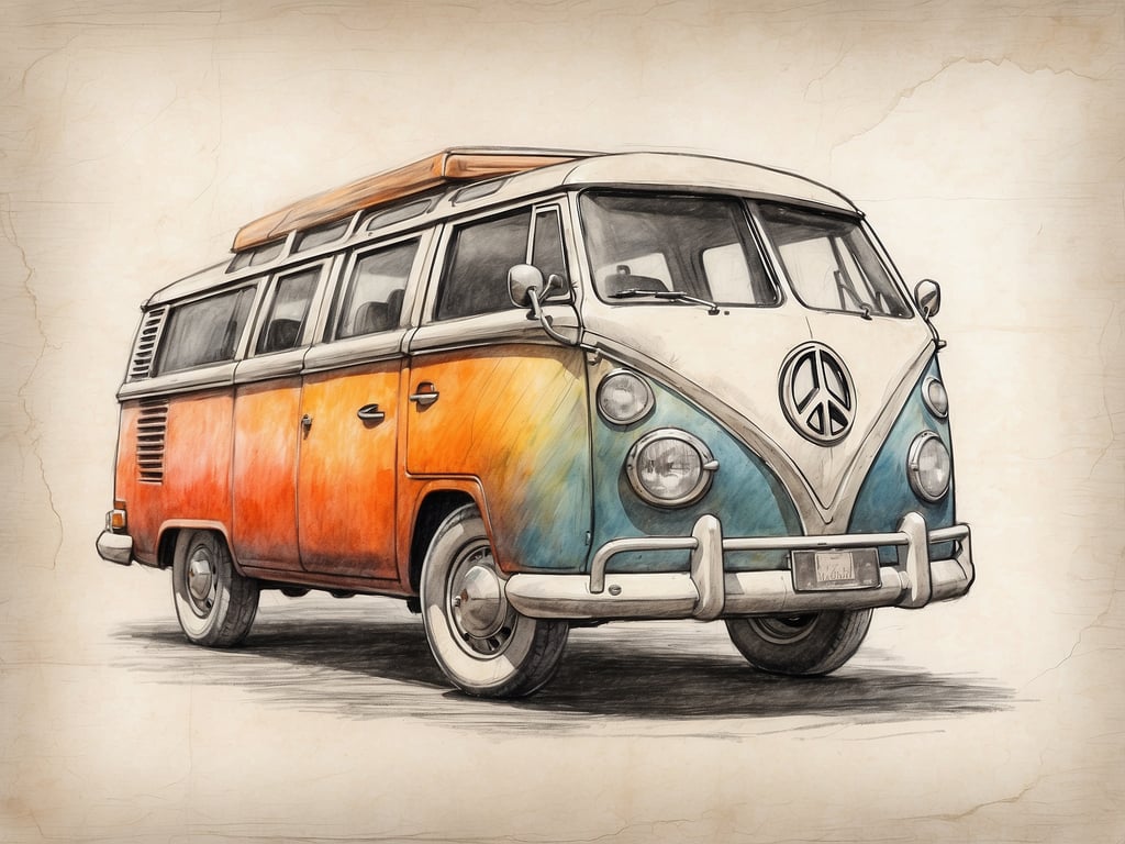Auf dem Bild ist ein gefärbter Volkswagen-Bus zu sehen, der im Vintage-Stil gehalten ist. Diese Art von Fahrzeug ist oft mit Nostalgie und Freiheit assoziiert, insbesondere in Verbindung mit Reisen.

Zur Reiserücktrittsversicherung: In der Regel ist es möglich, eine Reiserücktrittsversicherung innerhalb von 14 bis 30 Tagen nach der Buchung abzuschließen. Dies kann jedoch je nach Anbieter variieren, weshalb es wichtig ist, die spezifischen Bedingungen der jeweiligen Versicherungsgesellschaft zu prüfen.