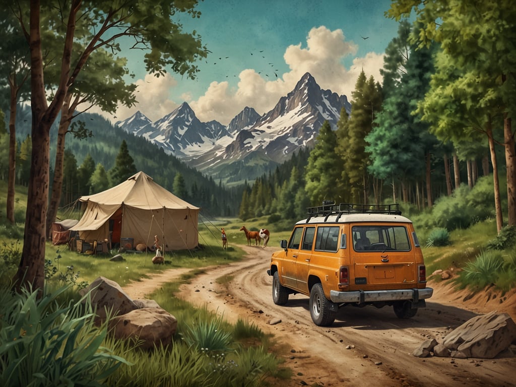Auf dem Bild ist eine malerische Landschaft mit Bergen, einem Zelt und einem gelben Geländewagen auf einem Waldweg zu sehen. Es scheint eine ruhige, naturverbundene Umgebung zu sein.

Wenn du einen perfekten Aufenthalt in San Gil planst, hier einige Tipps:

1. **Aktivitäten in der Natur**: Nutze die Gelegenheit, um Wandern, Rafting oder Canyoning auszuprobieren. Die Umgebung bietet viele Outdoor-Aktivitäten.

2. **Lokale Küche**: Probiere regionale Spezialitäten in den Restaurants vor Ort. Besonders die Arepas und die empanadas sind empfehlenswert.

3. **Kulturelle Erlebnisse**: Besuche die Umgebung und entdecke die charmanten Dörfer wie Barichara, die für ihre wunderschöne Architektur bekannt sind.

4. **Unterkünfte**: Überlege, in einem der vielen Öko-Lodges oder Campingmöglichkeiten zu übernachten, um die Natur noch näher zu erleben.

5. **Für den Transport**: Miete ein Auto, um die Umgebung flexibel erkunden zu können und um abgelegene Orte zu besuchen.

Mit diesen Tipps kannst du die Schönheit von San Gil in vollen Zügen genießen!